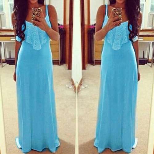 Women's Summer Boho Long Dress Evening Cocktail Party Beach Dress Sundress QT