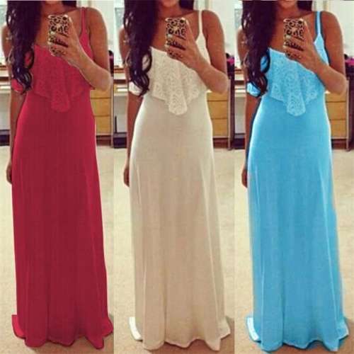 Women's Summer Boho Long Dress Evening Cocktail Party Beach Dress Sundress QT