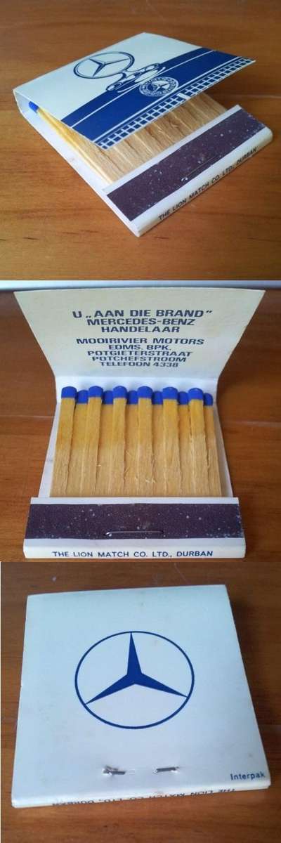 Vintage Mercedes-Benz ZA dealership promotional matchbook