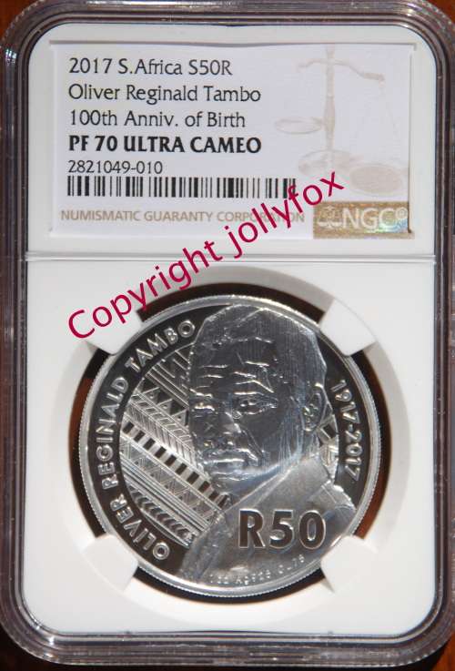 *** PRICE REDUCED!! ** PERFECT Coin!!! *** 2017 Silver Proof R50 OR Tambo PF70UC (NGC)!! ***