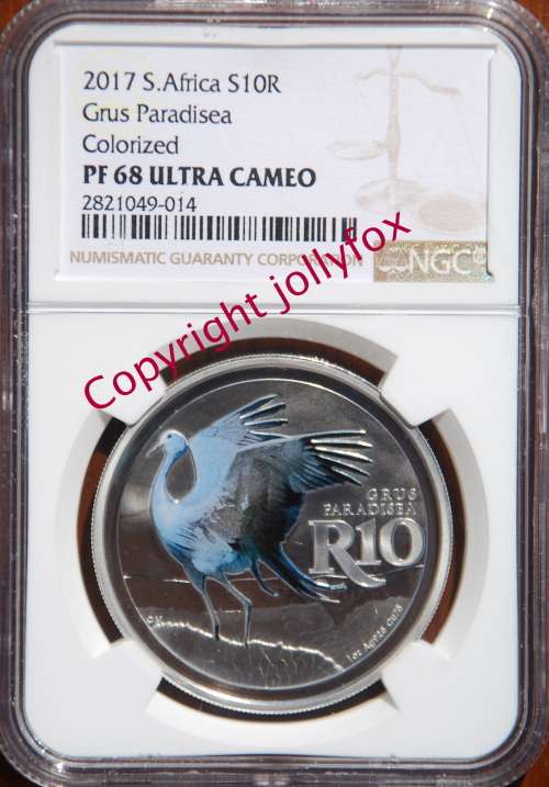 *** ONLY 1 IN THE WORLD!! 2017 SR10 (COLOUR) BLUE CRANE PF68UC - NGC GRADED!! ***