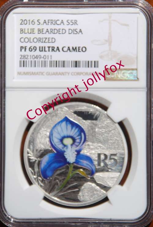 *** ONLY 4 IN THE WORLD!! 2016 SILVER R5 COLOUR BEARDED DISA PF69UC!! ***