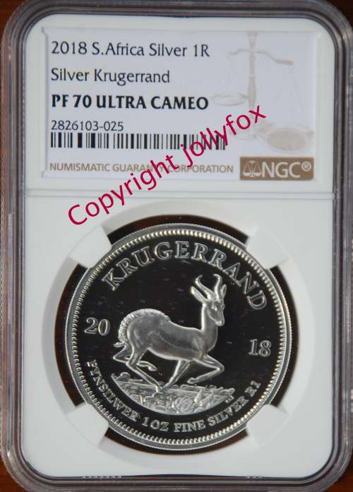 *** RARELY SEEN - 2018 1 oz SILVER KRUGERRAND PF70UC GRADED (NGC)!! ***