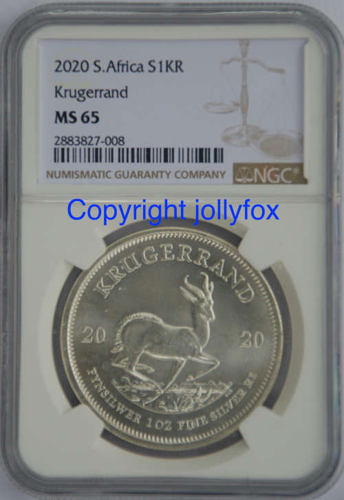 RARE - ONLY 4 IN THIS NGC GRADE!! *** 2020 SILVER KRUGERRAND MS65!! ***