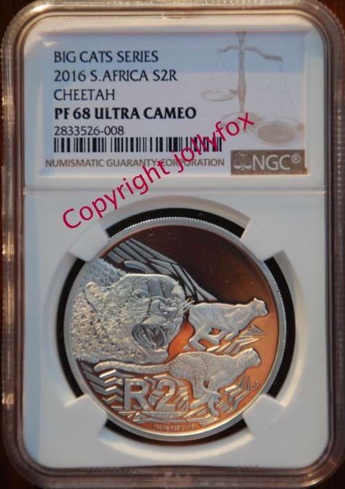 *** ONLY 3 IN THIS NGC GRADE!!! *** PF68 UC 2016 Silver R2 Cheetah!! ***