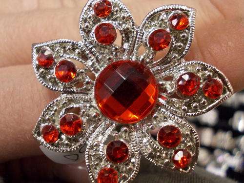 rings red stoned large adjustable