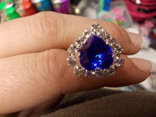 HAIR PINS BLUE STONE WITH DIAMANTE EDGING