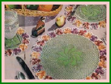 An electronic crochet pattern for a Pansy Luncheon Set