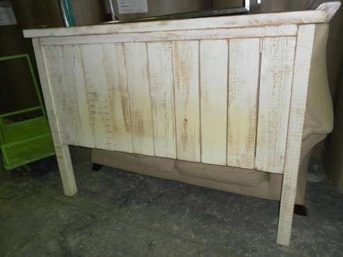 Whitewash Bedroom Set - Headboard, side tables & dressing table w/ mirror