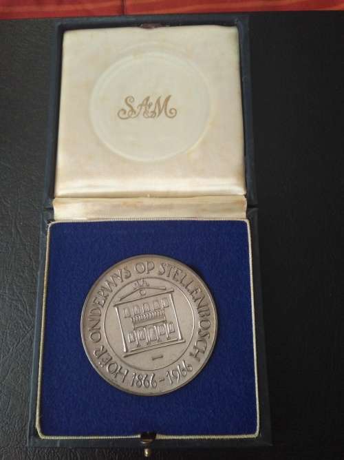 Centenary of the University of Stellenbosch Commemorative Medallion. 50.5 Grams of pure silver.