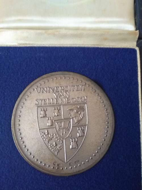 Centenary of the University of Stellenbosch Commemorative Medallion. 50.5 Grams of pure silver.