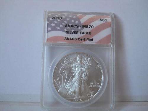 AMERICAN SILVER EAGLE 2010 MS 70 BY ANACS. START @R1. FREE SHIPPING