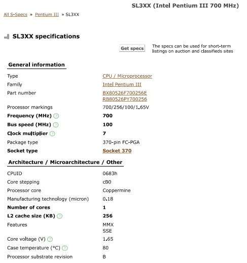 Intel Pentium 3 700Mhz CPU (Socket 370)