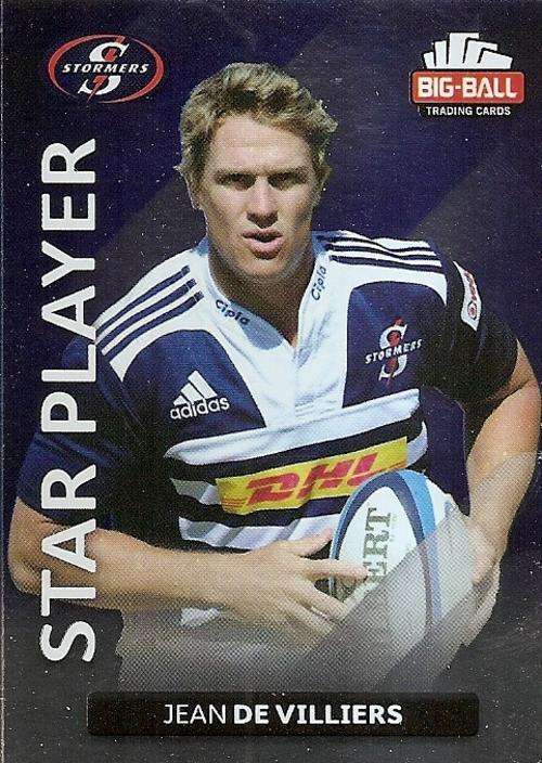 BIG BALL RUGBY COLLECTION  2012 - JEAN DE VILLIERS "STAR PLAYER" FOIL CARD
