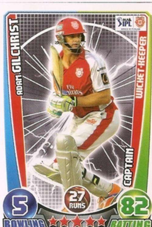 CRICKET ATTAX IPL LEAGUE 2012 - ADAM GILCHRIST BASE CARD