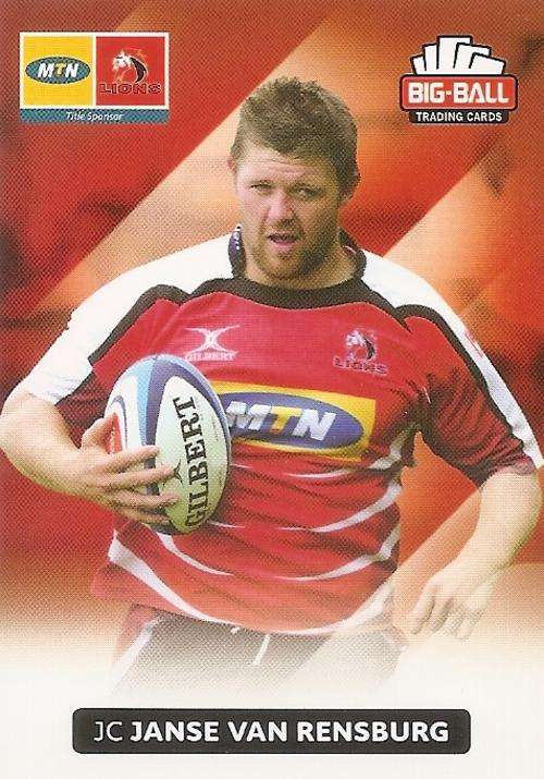 JC JANSE VAN RENSBURG - BIG BALL RUGBY COLLECTION  2012 - THE LIONS BASE CARD 132