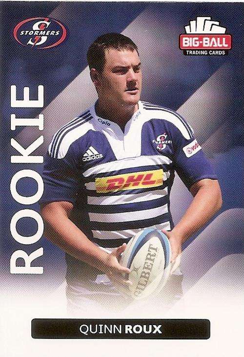 BIG BALL RUGBY COLLECTION  2012 - QUINN ROUX "ROOKIE" CARD 190