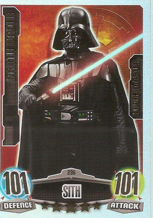 STAR WARS 2012 - FORCE ATTAX MOVIE SERIES - DARTH VADER "FORCE MASTER" CARD 235