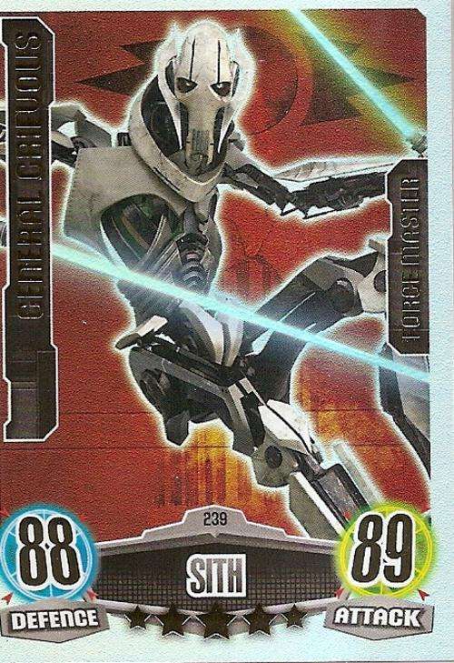STAR WARS 2012 - FORCE ATTAX - GENERAL GRIEVIOUS "FORCE MASTER" CARD