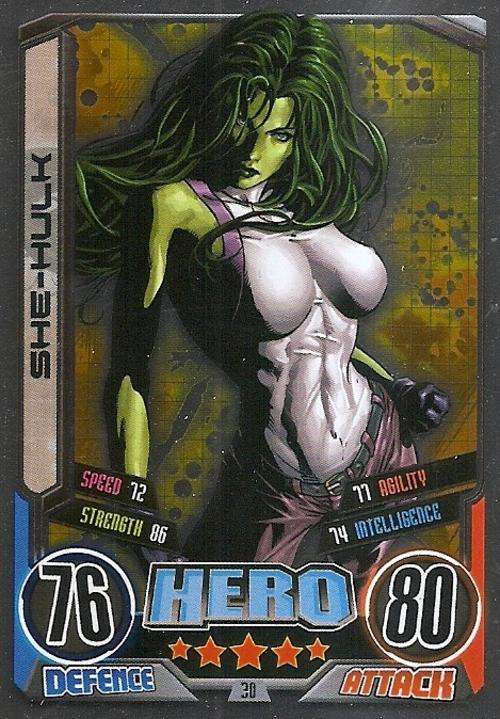 SHE-HULK - MARVEL HERO ATTAX II 2012 AVENGERS - "FOIL" TRADING CARD 30