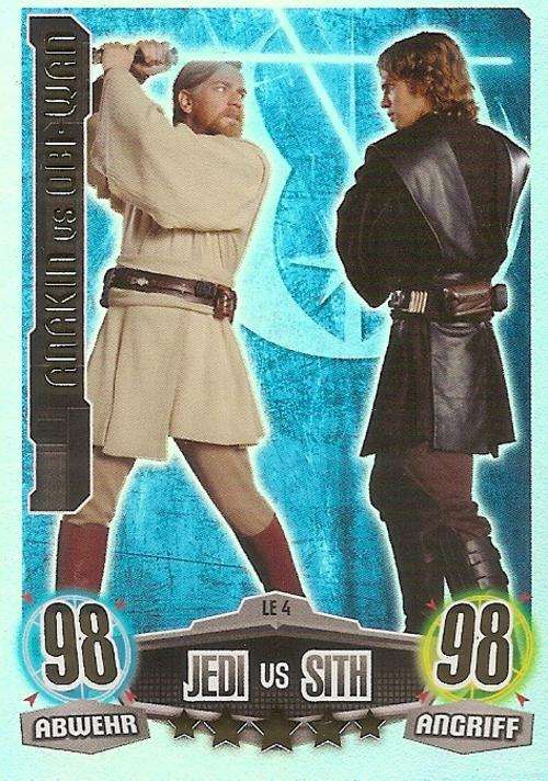 STAR WARS 2012 - FORCE ATTAX - ANAKIN vs OBI WAN "SUPER RARE LIMITED EDITION" CARD L4