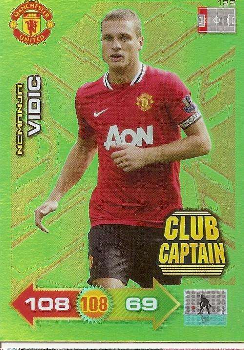 NEMANDJA VIDIC - PANINI `MANCHESTER UNITED ADRENALYN XL 2012` - RARE  `CLUB CAPTAIN` GOLD CARD 122