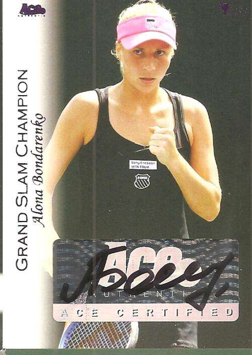 ALONA BONDARENKO - ACE AUTHENTIC 2012 "GRAND SLAM" - CERTIFIED "AUTOGRAPH" CARD