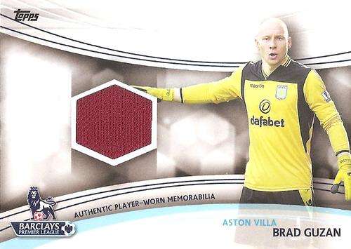 BRAD GUZAN - TOPPS `PREMIER GOLD` 2013/14 - AUTHENTIC `WORN MEMORABILIA` CARD JR-BG