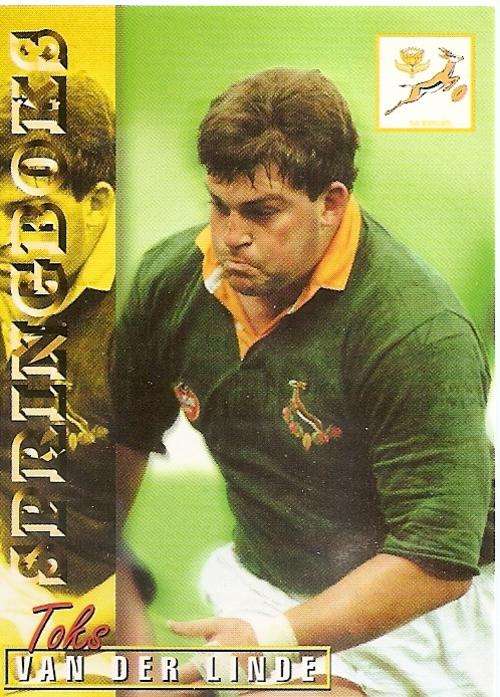 RUGBY 1997 COLLECTION by PANINI - TOKS V/D LINDE "SPRINGBOKS" BASE CARD 20