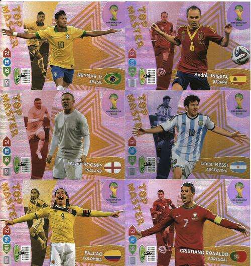 WORLD CUP 2014 ADRENALYN XL - COMPLETE SET 6 "TOP MASTER" CARDS