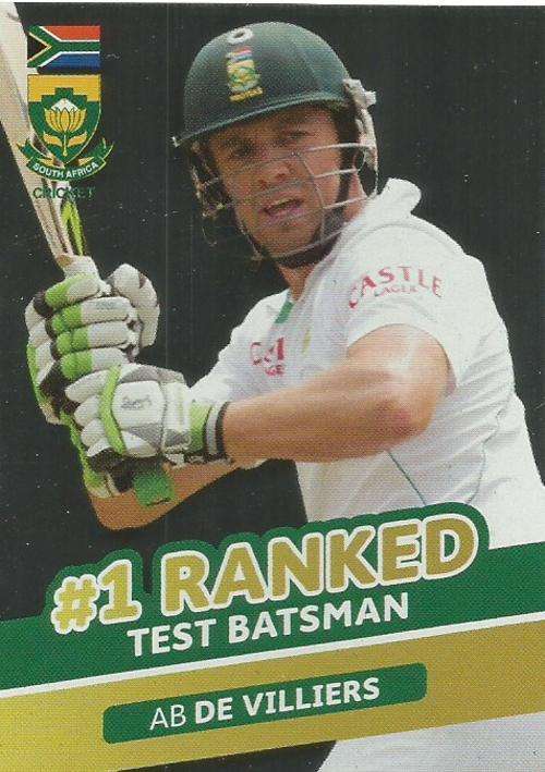 AB DE VILLIERS - 2014 BIG BALL "HEROES COLLECTION" - "TOP TEST RANKING" FOIL CARD 25