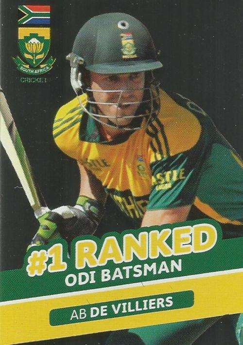 AB DE VILLIERS - 2014 BIG BALL `HEROES COLLECTION` - `TOP ODI RANKING` FOIL TRADING CARD 57