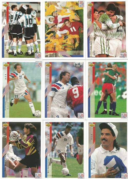 WORLD CUP 1994 USA -W/CUP CONTENDERS COMPLETE 250 CARD SET - English/German Version