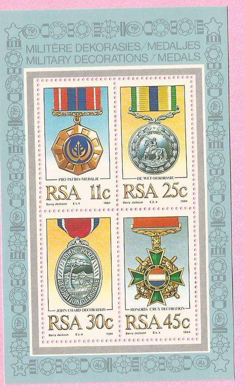 SOUTH AFRICA 1984 - SACC 581 - "MILLITARY DECORATIONS" - MINIATURE SHEET - UM
