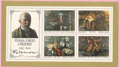SOUTH AFRICA 1985 - SACC 586 - "PAINTINGS by FRANS DAVID OERDER" - MINIATURE SHEET - UM