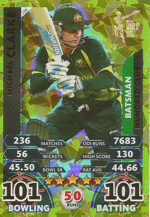 MICHAEL CLARKE - ICC CRICKET WORLD CUP 2015 - "CLUB 101" GOLD CARD