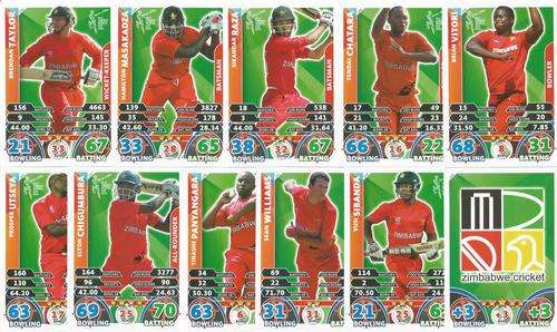 ZIMBABWE - ICC CRICKET WORLD CUP 2015 - COMPLETE 11 "BASE" CARD SET