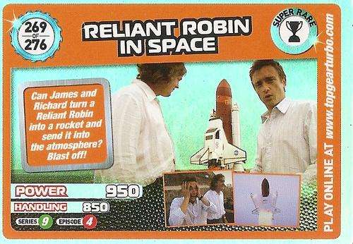 TOP GEAR TURBO CHALLENGE - RELIANT ROBIN IN SPACE "SUPER RARE" TRADING CARD 269