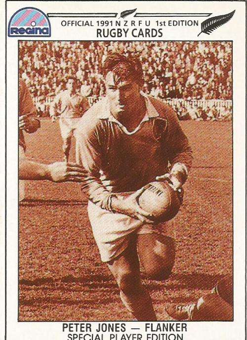 PETER JONES - REGINA "ALL BLACKS RUGBY 1991" -  SPECIAL EDITION BASE TRADING CARD 205
