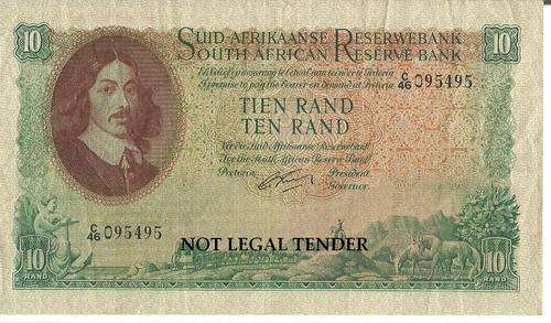 SA RESERVE BANK - R10 NOTE Gov. RISSIK - Eng/Afrik 1st issue - VF CONDITION