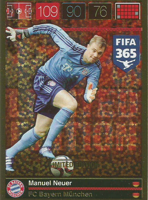 MANUEL NEUER  - PANINI FIFA 365 - "LIMITED EDITION" TRADING CARD