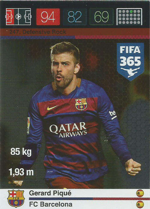 PANINI FIFA 365 - GERARD PIQUE - "DEFENSIVE ROCK" TRADING CARD
