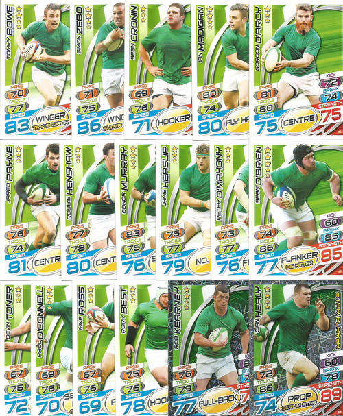 RUGBY WORLD CUP 2015 - TOPPS - IRELAND - COMPLETE 17 TRADING CARD SET