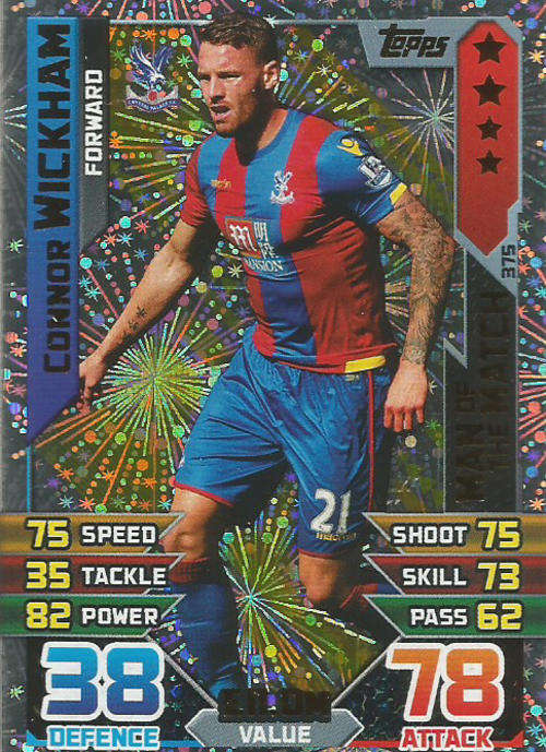 MATCH ATTAX 2015/2016 - CONNOR WICKHAM - "MAN of the MATCH" TRADING CARD
