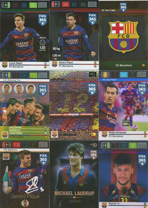BARCELONA - PANINI FIFA 365 COLLECTION - TEAM SET OF 15 TRADING CARDS