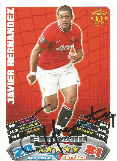 JAVIER HERNANDEZ - MATCH ATTAX 2013 - PERSONALLY SIGNED TRADING CARD