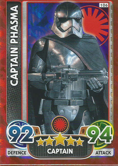 STAR WARS 2016 - FORCE ATTAX "EXTRA" - CAPTAIN PHASMA "FOIL" CARD 106