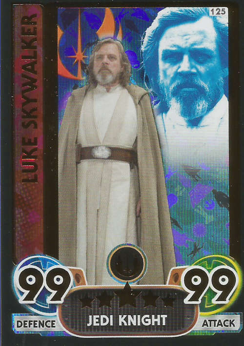 STAR WARS 2016 - FORCE ATTAX "EXTRA" - LUKE SKYWALKER "RAINBOW FOIL" CARD 125
