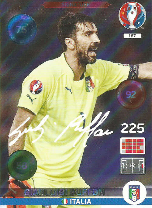 GIGI BUFFON - EURO 2016 by PANINI - "SIGNATURE" TRADING CARD 187