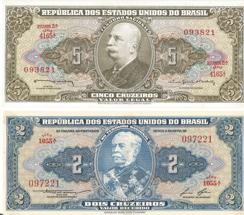 BRAZIL - LOT of TWO BANK NOTES - GOOD CONDITION